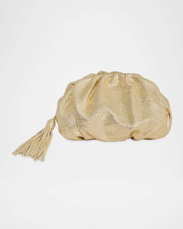 Ruched Tassel Foil Clutch Bag